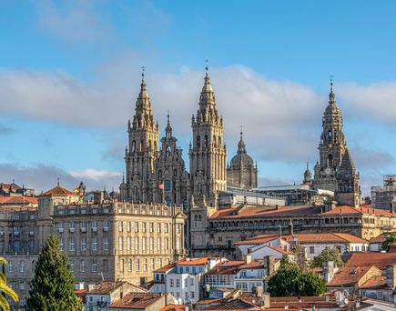 Blick auf die Catedral in Santiago de Campostela in Spanien 