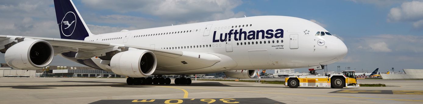 Lufthansa A380 auf dem Rollfeld