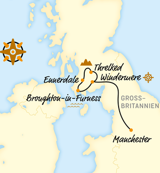 Belvelo Routenkarte für die E-Bike Reise Lake District