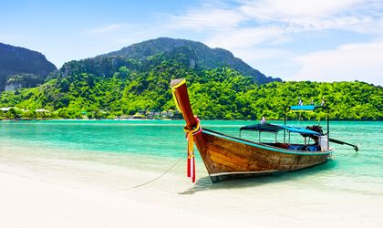 Thai traditional wooden longtail boat