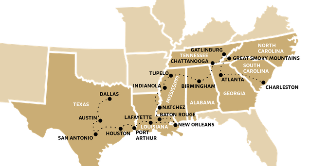 Karte zur Musical Route