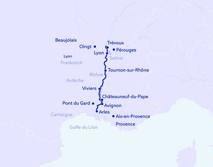 Routenkarte magisches Südfrankreich