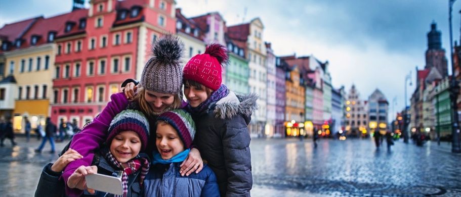 Familie in Breslau, Polen