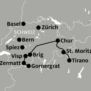 Karte einer Bahnreise