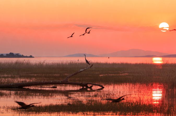 Kariba See bei Sonnenuntergang