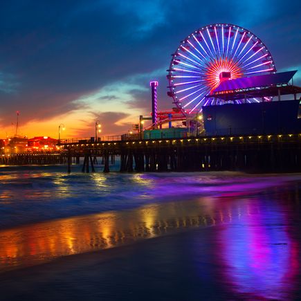 Roadtrip Highway 1 USA Urlaub Reise Pier in Santa Monica bei Nacht