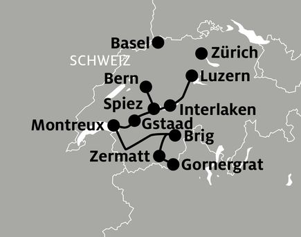 Karte einer Bahnreise