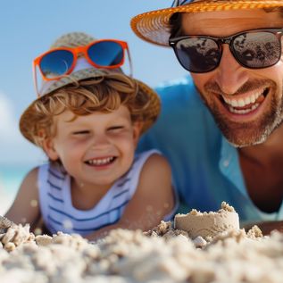 Vater und Sohn am Strand