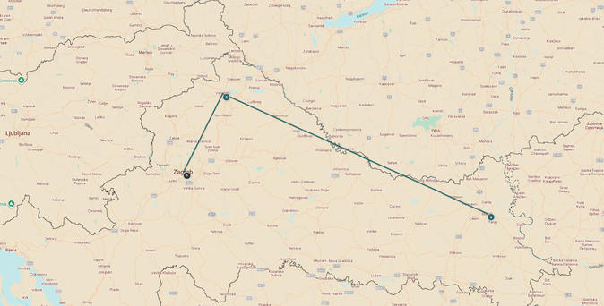 Routenkarte unentdecktes Slawonien