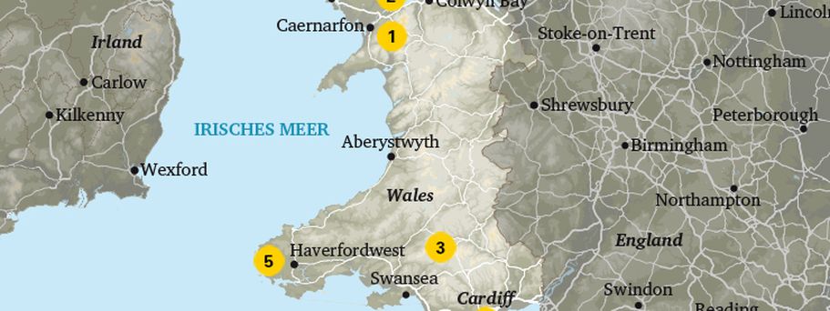 Karte von Wales