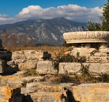Die Ruinen eines antiken Tempels auf Samos, Griechenland.