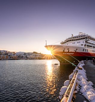 Kreuzfahrtschiff fährt vor einer Stadt