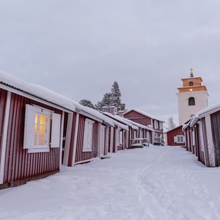 Schweden Hütten im Schnee