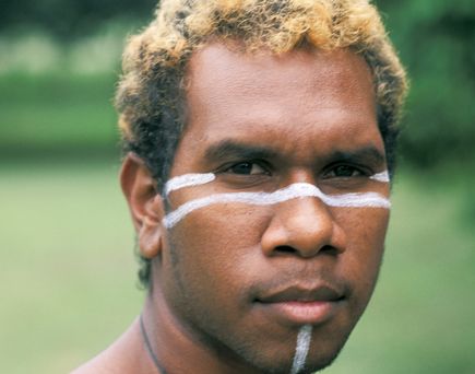 Traditionelle Bemalung im Tjapukai Aboriginal Cultural Park bei Cairns