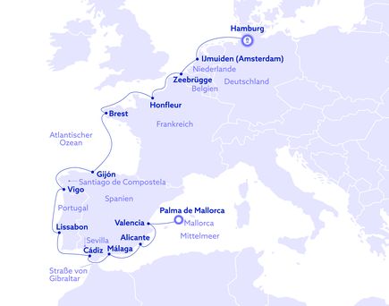 Karte mit Routenbeschreibung