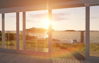 Ferienhaus mit Blick auf den Sonnenuntergang