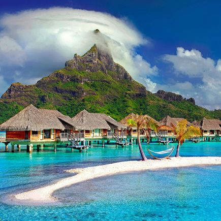 Wasserbungalows in der Südsee