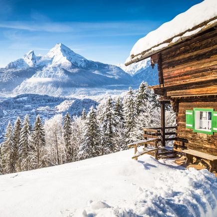 Ferienhaus Urlaub Deutschland Winter Bergpanorama in den Alpen