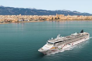 Norwegian Dawn im Hafen von Palma auf dem Meer