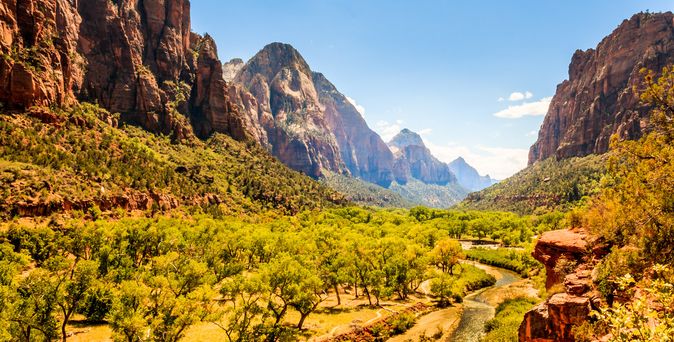 Camper USA Wohnmobil Reise Fluss und Tal im Zion Nationalpark