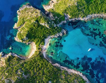 Blick auf Korfu aus Vogelperspektive