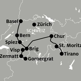Karte einer Bahnreise