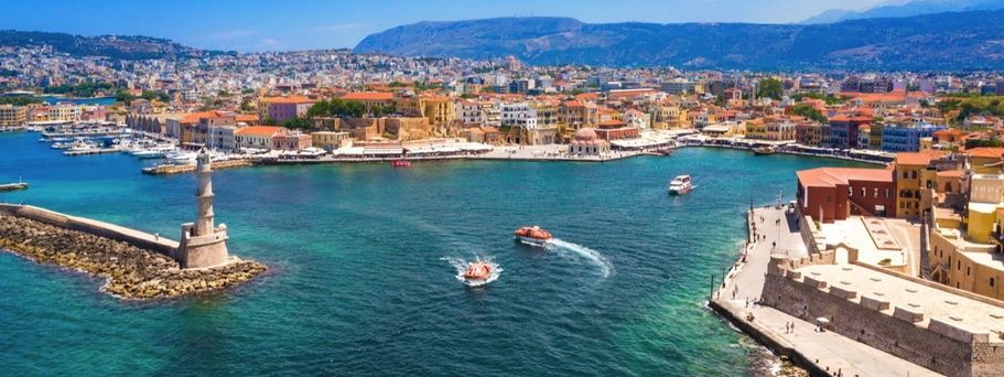 Luftaufnahme der schönen Stadt Chania, Insel Kreta