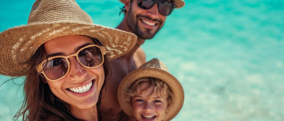Familie am Strand auf Sardinien