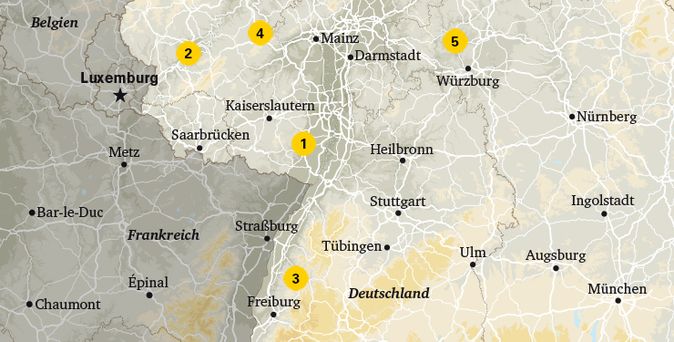 Karte Wanderrouten Deutschland