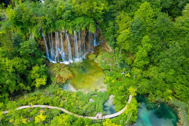 Plitvice_aerial Blick auf den Wasserfall