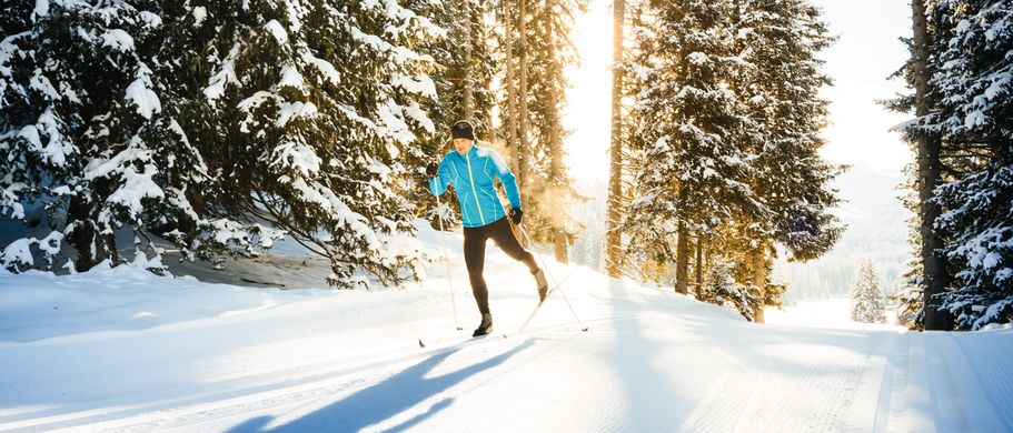Ferienhaus Urlaub Deutschland Skifahrer im Wald