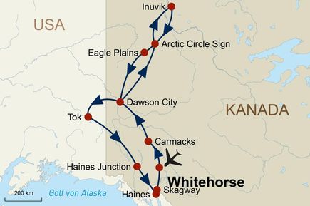 Karte Rundreise Yukon und Umgebung