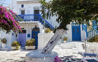 Strassenbild von Mykonos