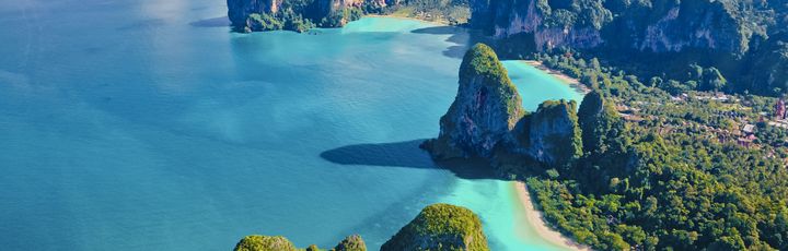 Luftaufnahme der Drohne des Railay Strandes Krabi Thailand 